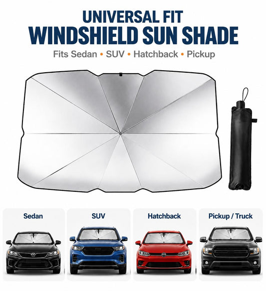 ☀️ Car Windshield Sunshade Umbrella, Foldable Car Sun Visor for UV & Heat Protection