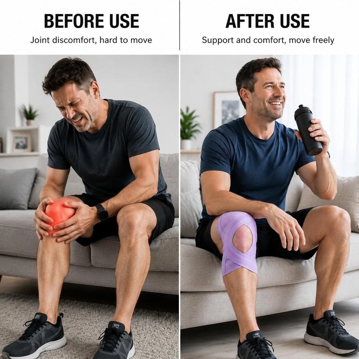 TYGLOBAL Premium Knee Support Brace for Knee Stability, Pain Relief & Daily Comfort, Adjustable Knee Recovery Brace for Walking, Running, Fitness & Everyday Activities