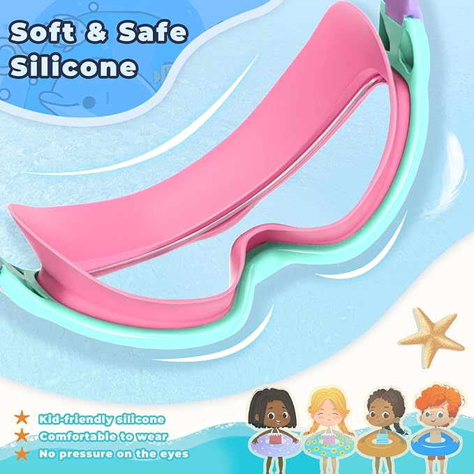 2 Pack Kids Swim Goggles for 3-15 UV Protection Anti-Fog High Definition Waterproof Adjustable Goggles for Boys and Girls - Safety anti-uv swimming goggles swim glass anti-fog swimming goggles Swimminggoggles Nose Clip