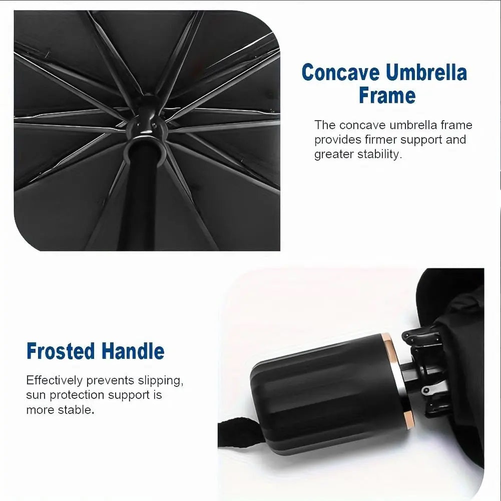 ☀️ Car Windshield Sunshade Umbrella, Foldable Car Sun Visor for UV & Heat Protection